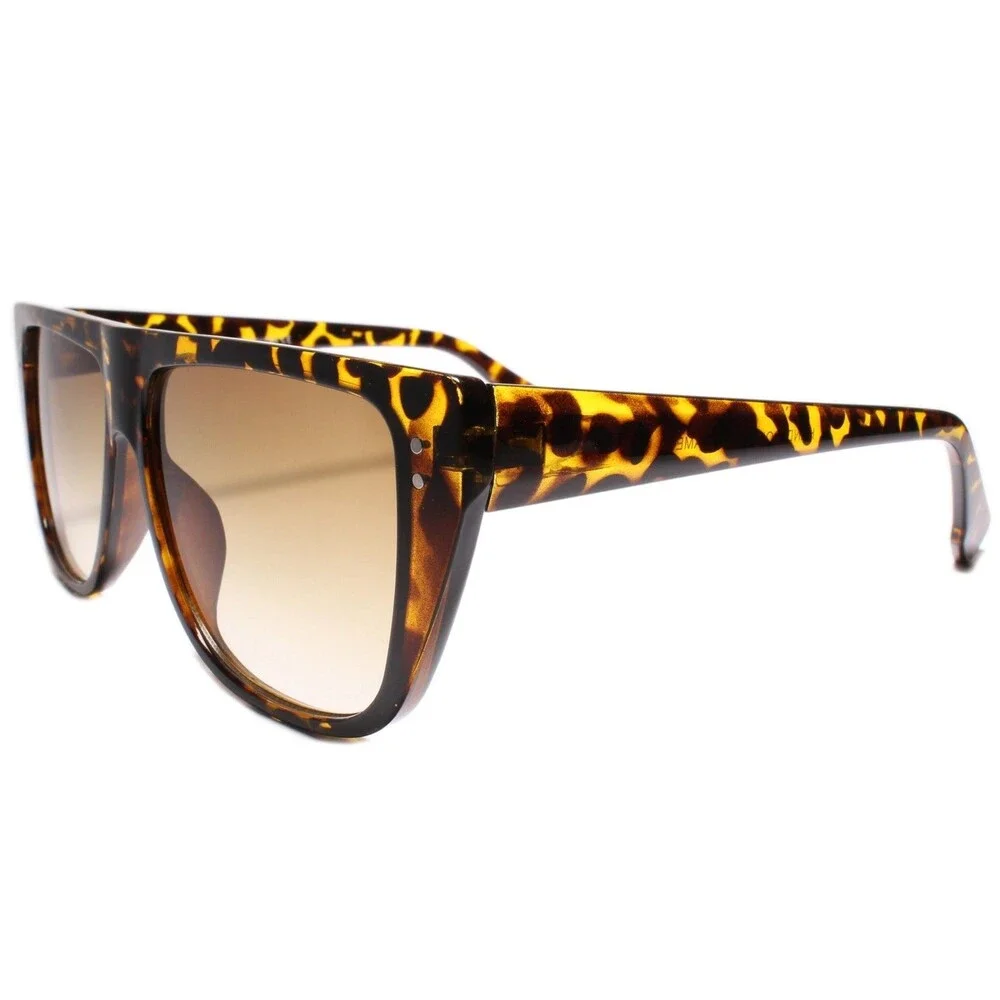 Classic Retro Hip Hop Rapper Style 80s 90s Sunglasses Large Brown Tortoise Frame